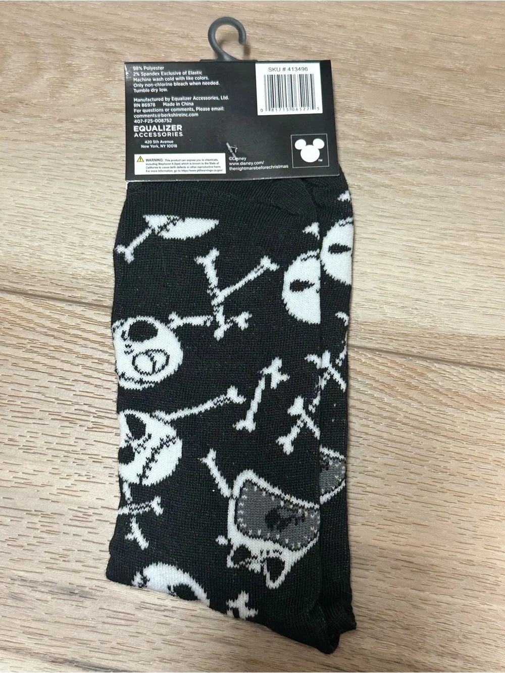 💀 Disney Nightmare Before Christmas Jack Skellington Crew Socks